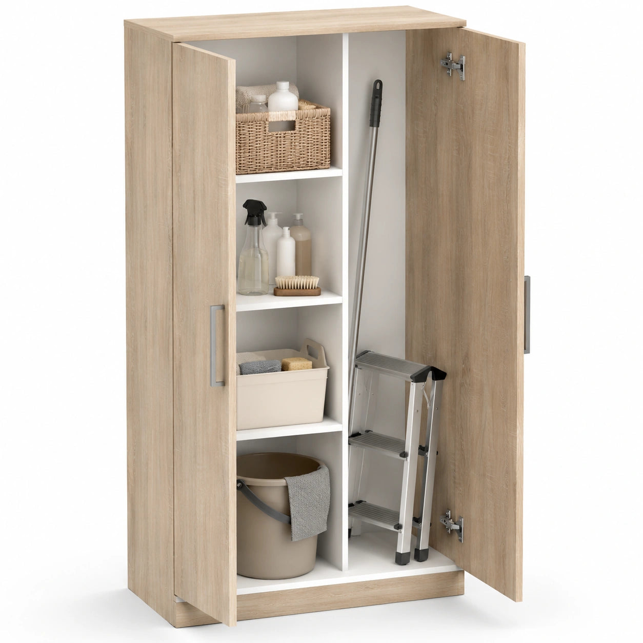 armoire-polyvalente-2-portes-pour-interieur-4-compartiments-etagere-reglable-180x80x35-cm-finition-chene-mcwefk6013gx